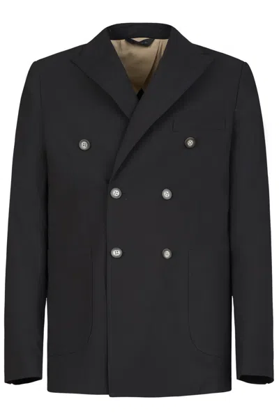 Gazzarrini X Michele Franzese Double-breasted Black Wool-viscose Blazer