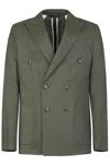 Gazzarrini X Michele Franzese Double-breasted Forest Green Linen Blazer In Green