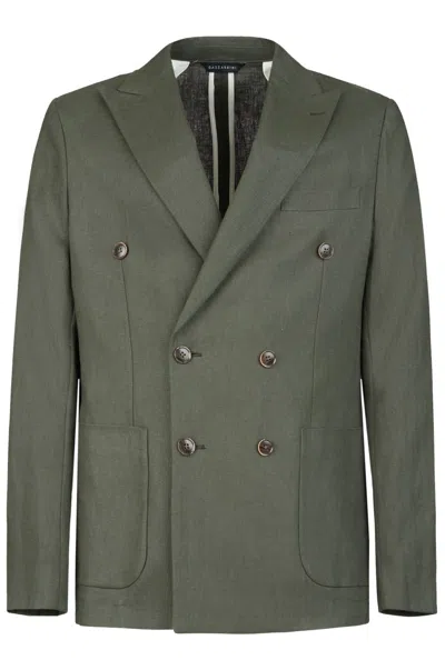 Gazzarrini X Michele Franzese Double-breasted Forest Green Linen Blazer
