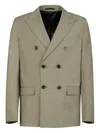 Gazzarrini X Michele Franzese Beige Wool Blend Suit With Double-breasted Blazer In Brown