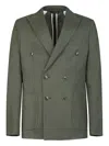 Gazzarrini X Michele Franzese Double-breasted Forest Green Linen Blazer In Green