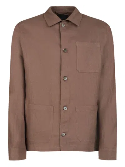 Gazzarrini X Michele Franzese Linen Shirt Jacket In Brown