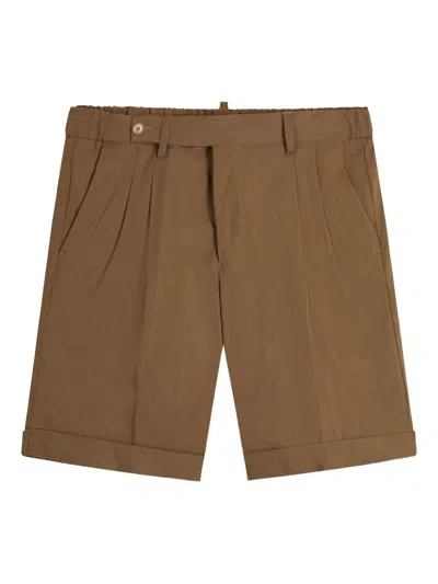 Gazzarrini X Michele Franzese Pleat-detail Shorts In Brown