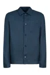 Gazzarrini X Michele Franzese Relaxed Fit Linen Overshirt With Patch Pockets In Blue