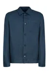 Gazzarrini X Michele Franzese Relaxed Fit Linen Overshirt With Patch Pockets In Blue