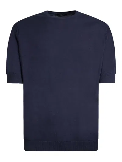 Gazzarrini X Michele Franzese Short-sleeve Knitted T-shirt In Blue