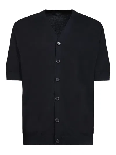 Gazzarrini X Michele Franzese Short-sleeved Button-up Cardigan In Black