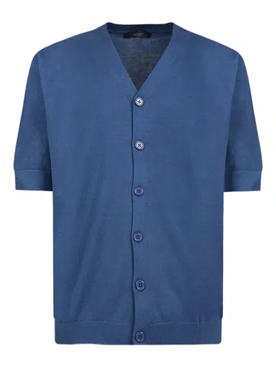 Gazzarrini X Michele Franzese Short-sleeved Cotton Cardigan In Blue