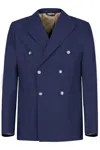 Gazzarrini X Michele Franzese Tailored Blue Wool-viscose Blend Double-breasted Blazer In Blue
