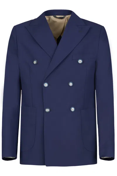 Gazzarrini X Michele Franzese Tailored Blue Wool-viscose Blend Double-breasted Blazer