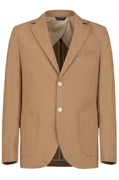Gazzarrini X Michele Franzese Tailored Brown Blazer With Single-breasted Design