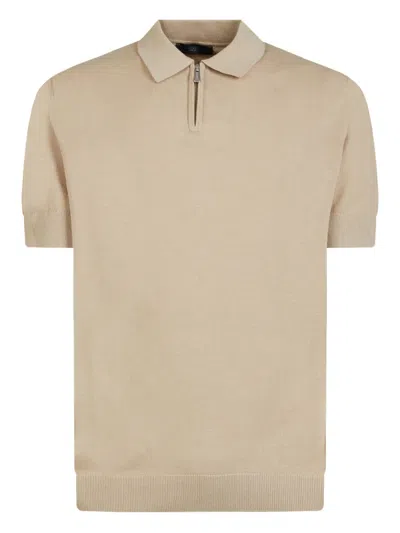Gazzarrini X Michele Franzese Zip-neck Polo Shirt In Neutral
