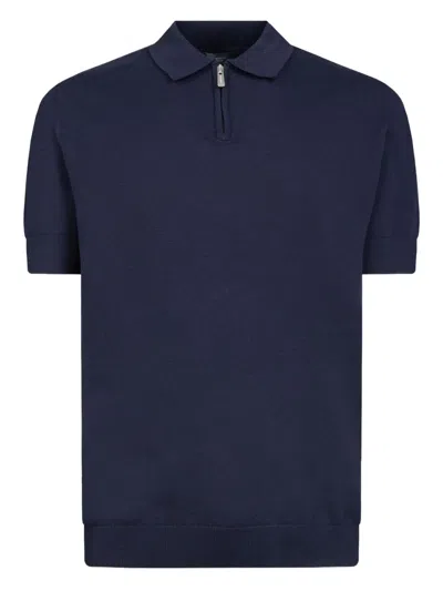 Gazzarrini X Michele Franzese Zip-neck Polo Shirt In Blue