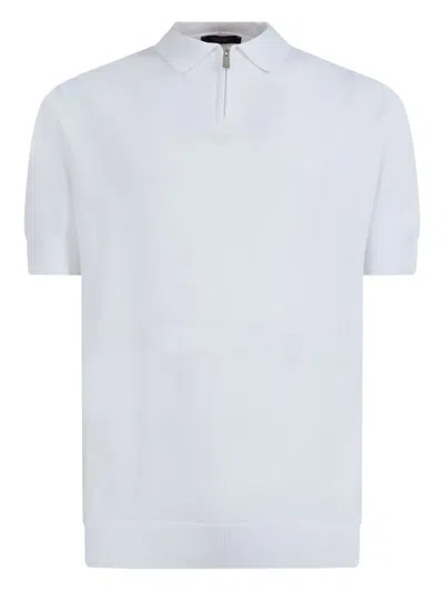 Gazzarrini X Michele Franzese Zip-up Cotton Polo Shirt In White