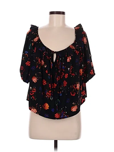 Pre-owned Gb Short Sleeve Blouse In Black