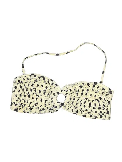 Pre-owned Gb Swimsuit Top Ivory Animal Print Pattern Swimwear In White