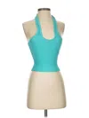 Gb Tank Top Teal Halter Neckline Tops In Blue