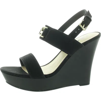 Gbg Los Angeles Dafna Womens Buckle Faux Leather Wedge Sandals In Black