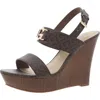 Gbg Los Angeles Dafna Womens Buckle Faux Leather Wedge Sandals In Brown