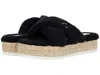 Gbg Los Angeles Daphne Sandal Womens 10 Black Faux Fur Slip-on Espadrile Khd1230 In Black