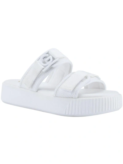 Gbg Los Angeles Saedee Womens Strappy Logo Flatform Sandals In White