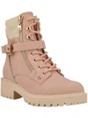 GBG LOS ANGELES SALMA WOMENS FAUX LEATHER BUCKLE COMBAT & LACE-UP BOOTS