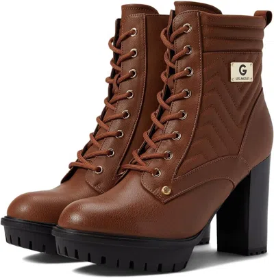 Gbg Los Angeles Sellia Boots Women's Brown Chevron Quilted Ankle Jobb1169