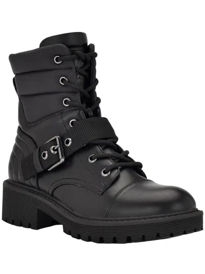 Gbg Los Angeles Sheelah Womens Faux Leather Lug Sole Combat & Lace-up Boots In Black