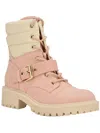 GBG LOS ANGELES SHEELAH WOMENS FAUX LEATHER LUG SOLE COMBAT & LACE-UP BOOTS