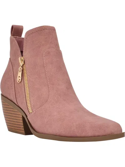 Gbg Los Angeles Vissa Womens Faux Suede Ankle Booties In Pink