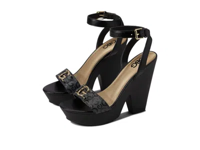 Gbg Los Angeles Women's  Selah Sandals Black Block Heel Ankle Strap Zap1250