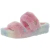 Gbg Los Angeles Womens Faux Fur Slide Sandals In Multi