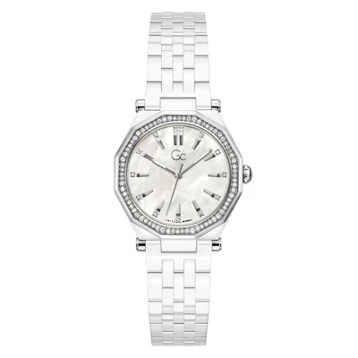 Gc Gray Ceramic Dress Watch In Metallic