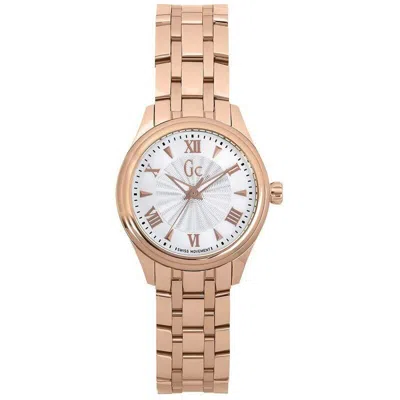 Pre-owned Gc Guess Collection White Dial Rose Gold Tone Women's Quartz Watch Y03005l3