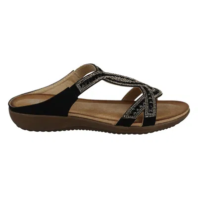 Gc Shoes Women's Alora Embellished Slide Flat Sandals In Black