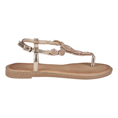 Gc Shoes Cali Gold Jeweled T-strap Slingback Flat Sandals