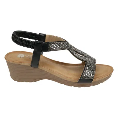 Gc Shoes Women's Celestia Embellished Cut Out Slingback Wedge Sandals In Black