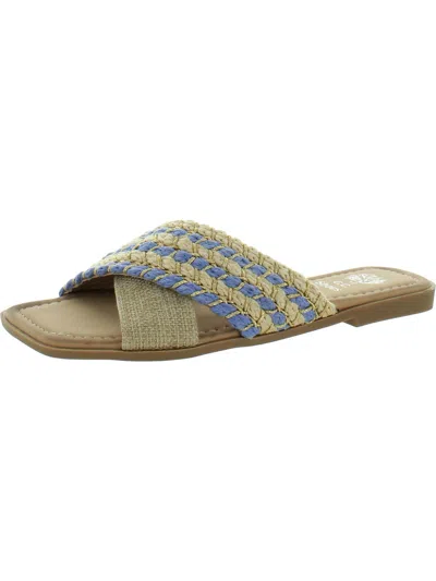 Gc Shoes Charita Womens Square Toe Woven Flatform Sandals In Black