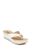 Gc Shoes Dafni Snakeskin Embossed Wedge Sandal In White