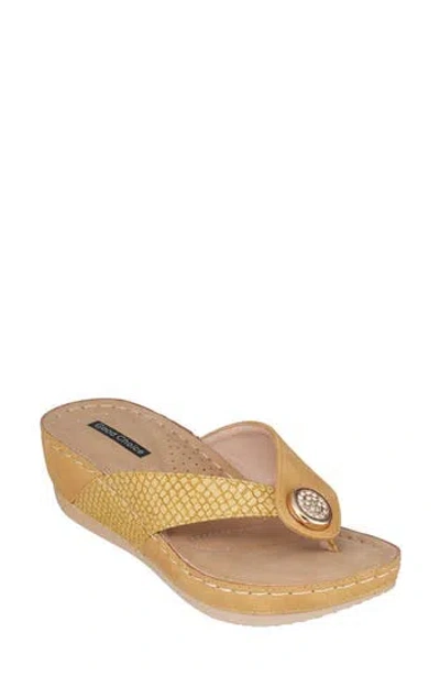 Gc Shoes Dafni Yellow Wedge Sandals
