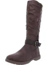 Gc Shoes Dagny Womens Faux Leather Lugged Soles Mid-calf Boots In Grey