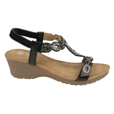 Gc Shoes Women's Damaris Embellished Slingback Wedge Sandals In Black