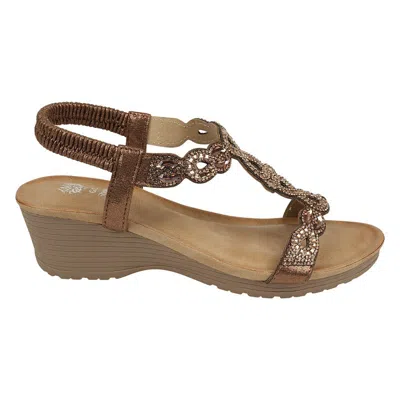 Gc Shoes Women's Damaris Embellished Slingback Wedge Sandals In Bronze