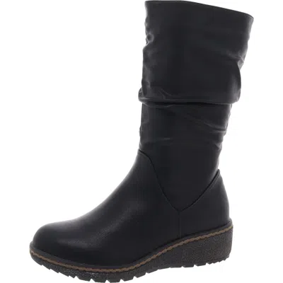 Gc Shoes Dange Womens Faux Leather Padded Insole Knee-high Boots In Black