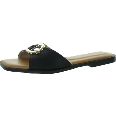 Gc Shoes Davina Womens Denim Slip On Flatform Sandals In Black