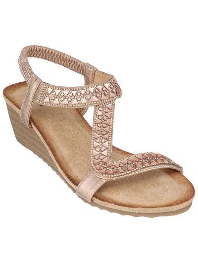 Gc Shoes Dua Womens Embellished Almond Toe Wedge Sandals In Pink