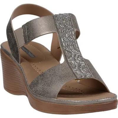 Gc Shoes Elissa Wedge Sandal In Pewter