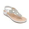 Gc Shoes Eva Womens Faux Leather Stretch Flat Sandals In Silver
