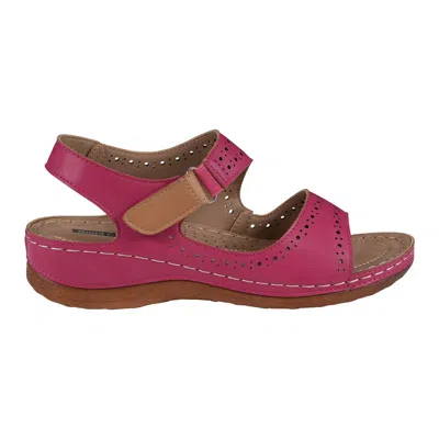 Gc Shoes Women's Foster Perforated Double Band Flat Sandals In Red
