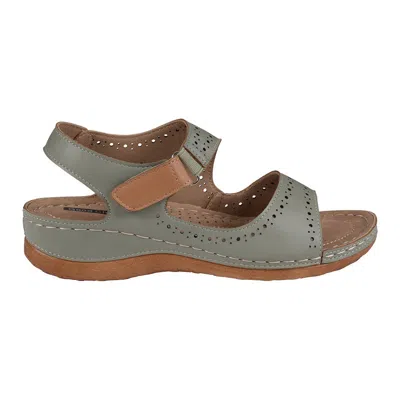 Gc Shoes Women's Foster Perforated Double Band Flat Sandals In Green